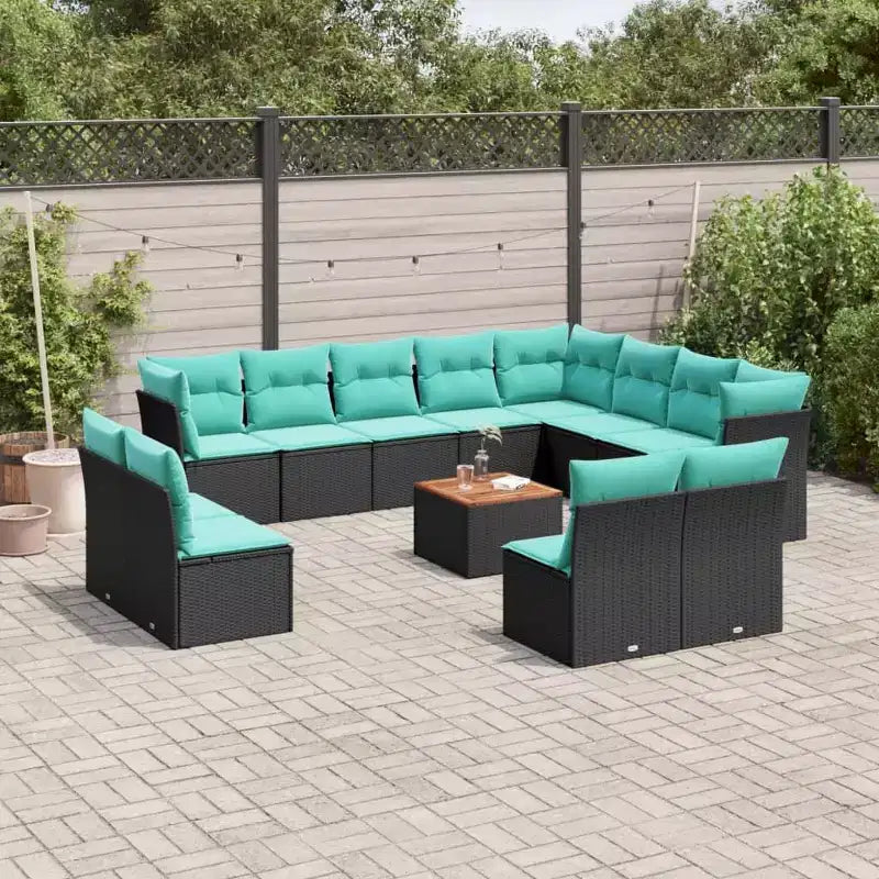 vidaXL Set divani da giardino 13 pz con cuscini Rattan PE Nero
