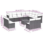 vidaXL Set divani da giardino 13 pz con cuscini Rattan PE Nero