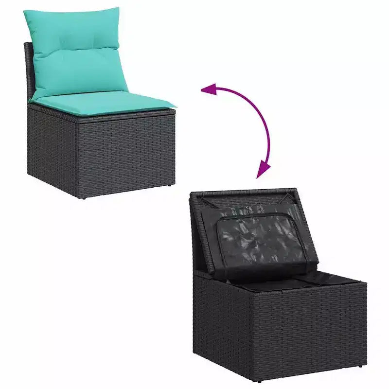 vidaXL Set divani da giardino 13 pz con cuscini Rattan PE Nero