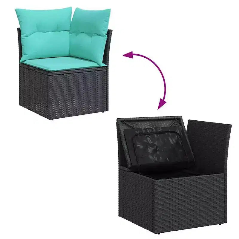 vidaXL Set divani da giardino 13 pz con cuscini Rattan PE Nero