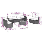 vidaXL Set Divani da Giardino 9 pz con Cuscini in Polyrattan Nero