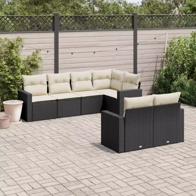 vidaXL Set Divani da Giardino 7 pz Nero, Bianco Crema