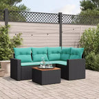 vidaXL 5 Piece Patio Sofa Set with Cushions Gray Poly Rattan