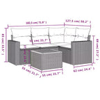 vidaXL 5 Piece Patio Sofa Set with Cushions Gray Poly Rattan