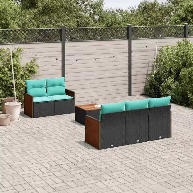 vidaXL Set Divani da Giardino 6 pz con Cuscini Nero in Polyrattan