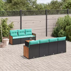 vidaXL 8 Piece Garden Sofa Set with Cushions Black Poly Rattan