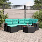 vidaXL Salotto da Giardino 7 pz con Cuscini in Polyrattan Nero