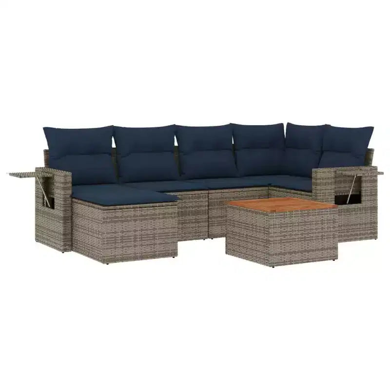 vidaXL Salotto da Giardino 7 pz con Cuscini in Polyrattan Nero