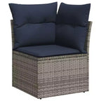 vidaXL 9 Piece Patio Sofa Set with Cushions Gray Poly Rattan