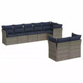vidaXL 9 Piece Patio Sofa Set with Cushions Gray Poly Rattan