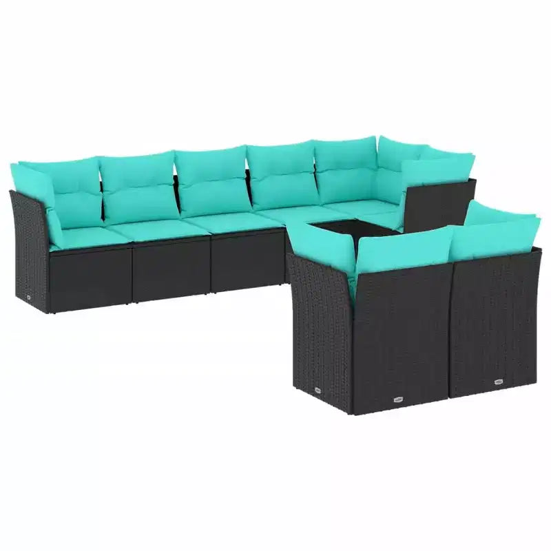 vidaXL 9 Piece Patio Sofa Set with Cushions Gray Poly Rattan