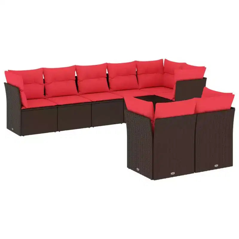 vidaXL 9 Piece Patio Sofa Set with Cushions Gray Poly Rattan