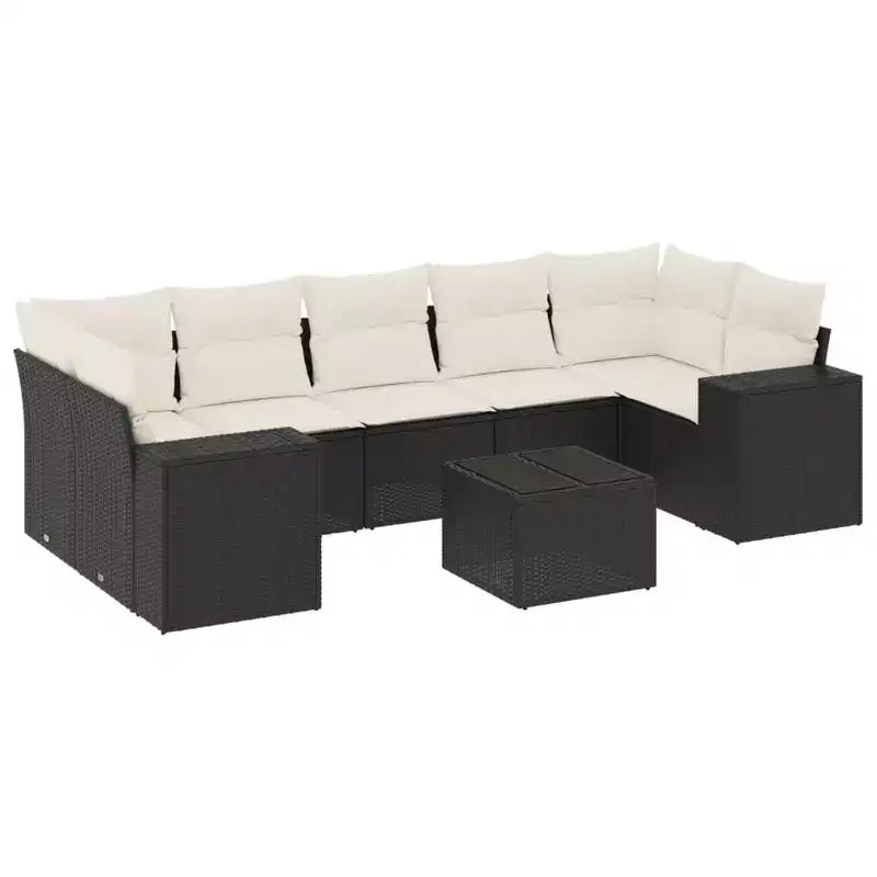 vidaXL Patio Sofa Set with Cushions Outdoor Furniture 8 Piece Poly Rattan