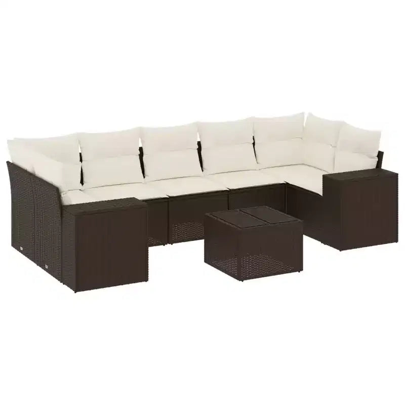 vidaXL Patio Sofa Set with Cushions Outdoor Furniture 8 Piece Poly Rattan