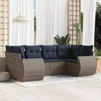 vidaXL Patio Sofa Set Black, Blue PE Rattan, Powder-Coated Steel, Polyester