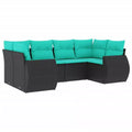 vidaXL Patio Sofa Set Black, Blue PE Rattan, Powder-Coated Steel, Polyester