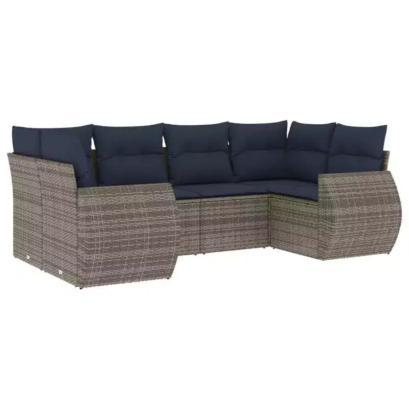 vidaXL Patio Sofa Set Black, Blue PE Rattan, Powder-Coated Steel, Polyester