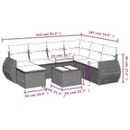 vidaXL 8 Piece Garden Sofa Set with Cushions Brown Poly Rattan - Brown and Red With Table