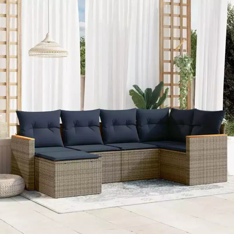 vidaXL Salotto da Giardino Nero in Rattan PE, Acciaio Verniciato a Polvere, Tessuto in Poliestere