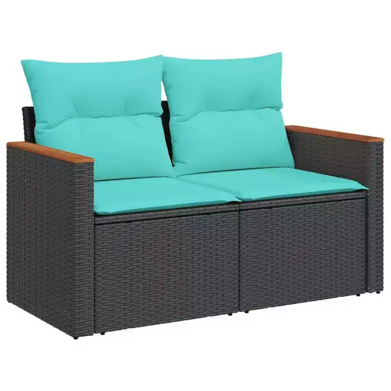 vidaXL Salotto da Giardino Nero in Rattan PE, Acciaio Verniciato a Polvere, Tessuto in Poliestere