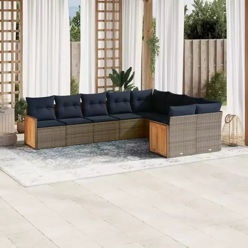 vidaXL Set Divani da Giardino Nero in Rattan PE 9 pz Modulare
