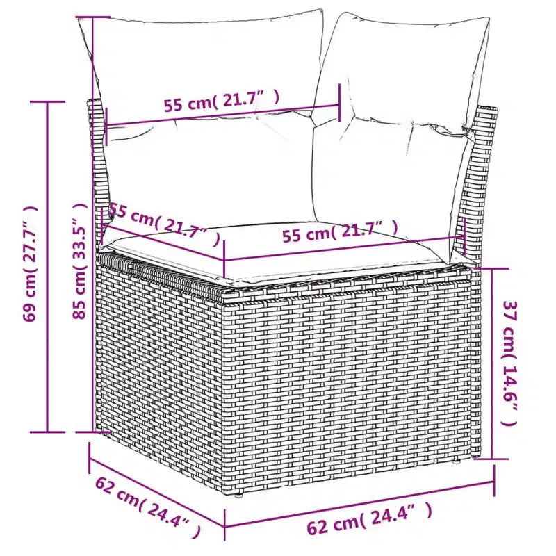 vidaXL Set Divani da Giardino Nero in Rattan PE 9 pz Modulare