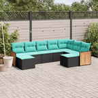 vidaXL Patio Sofa Set Black,Brown,Blue