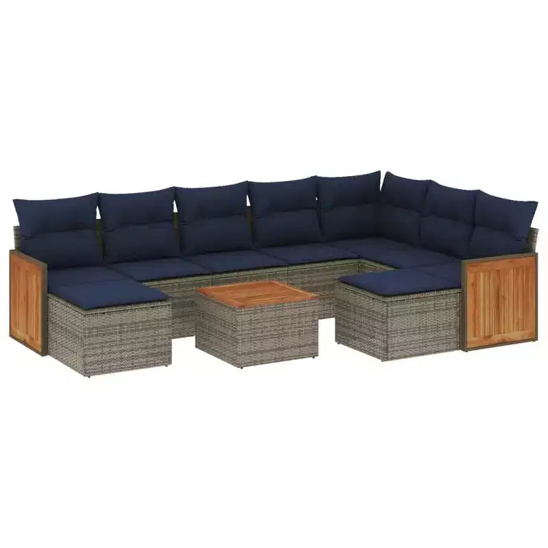 vidaXL Patio Sofa Set Black,Brown,Blue