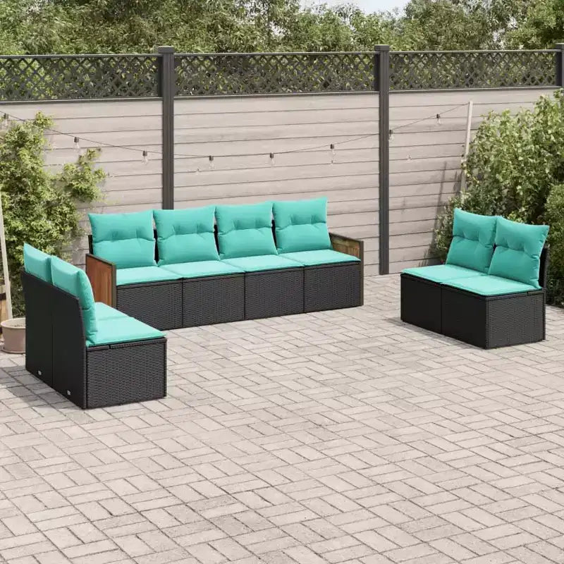 vidaXL Set Divani da Giardino Nero e Blu