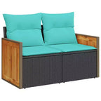 vidaXL Set Divani da Giardino Nero e Blu