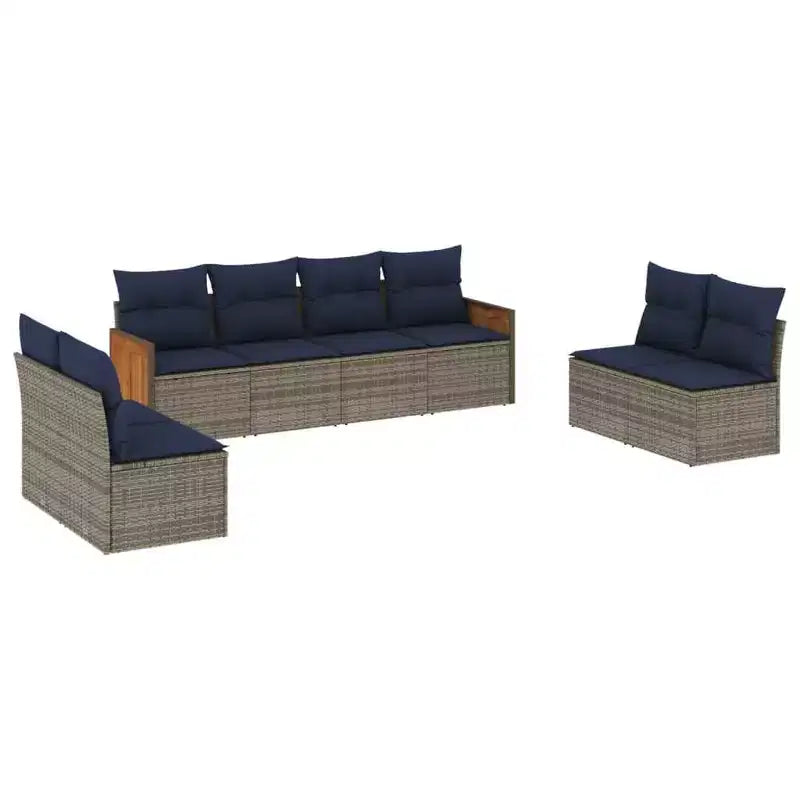 vidaXL Set Divani da Giardino Nero e Blu