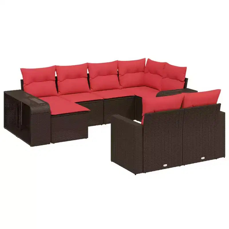 vidaXL 10 Piece Modular Patio Sofa Set, Rectangular Outdoor Garden Sectional with Cushions