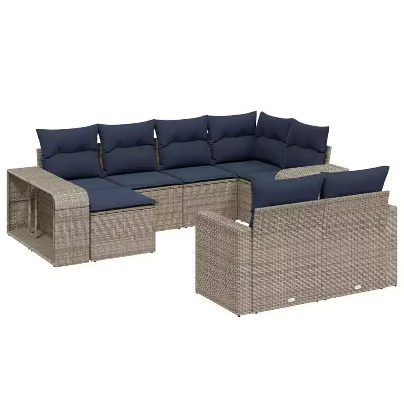 vidaXL 10 Piece Modular Patio Sofa Set, Rectangular Outdoor Garden Sectional with Cushions