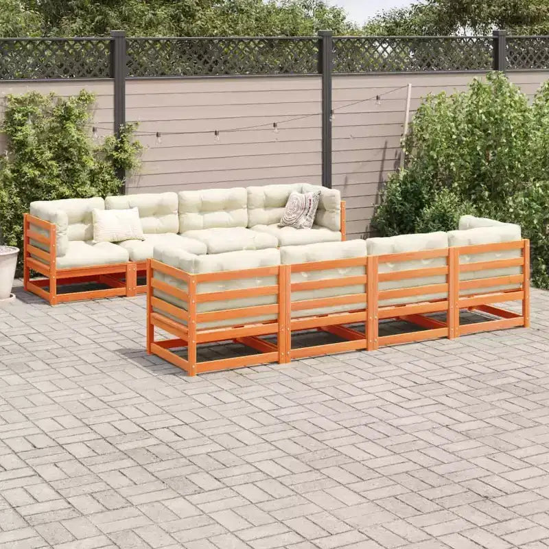 vidaXL Set divano da giardino 9 pz in pino massello