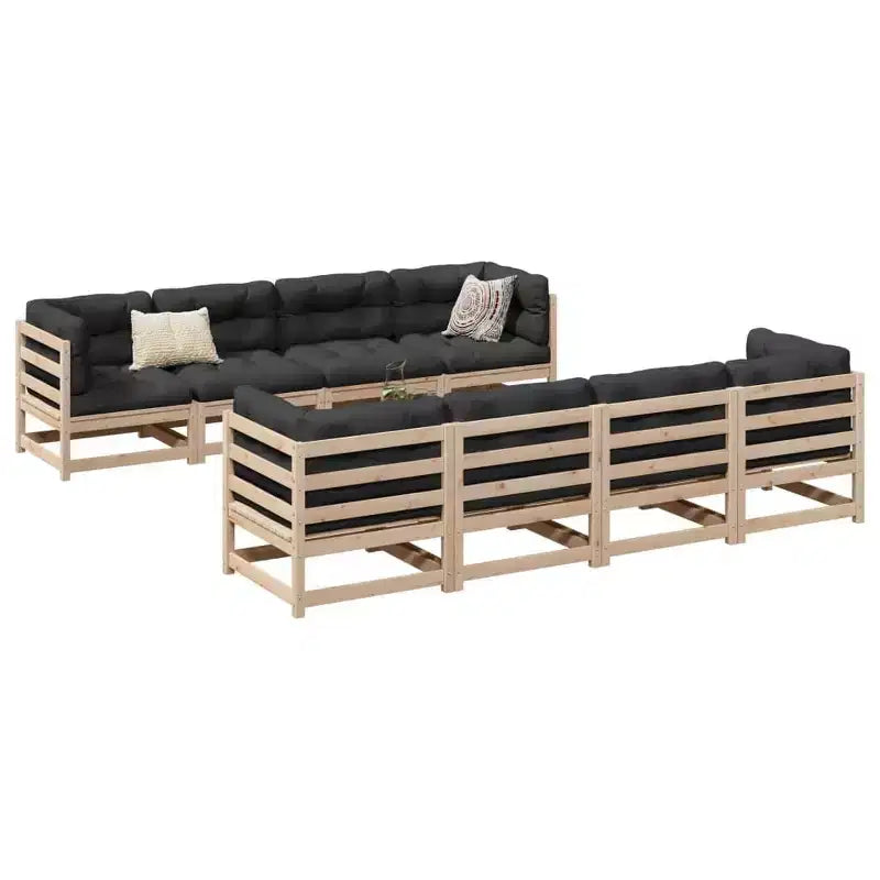vidaXL Set divano da giardino 9 pz in pino massello