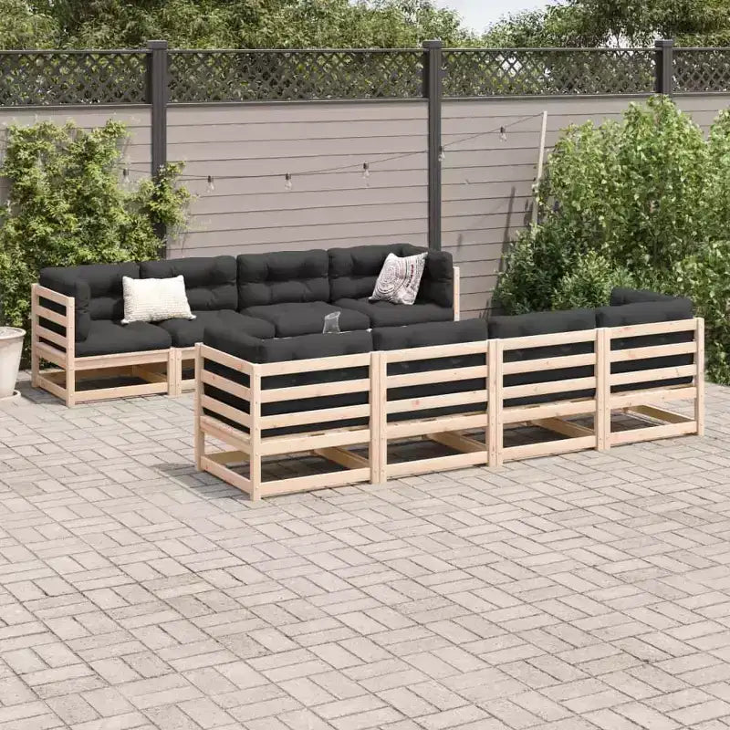 vidaXL Set divano da giardino 9 pz in pino massello