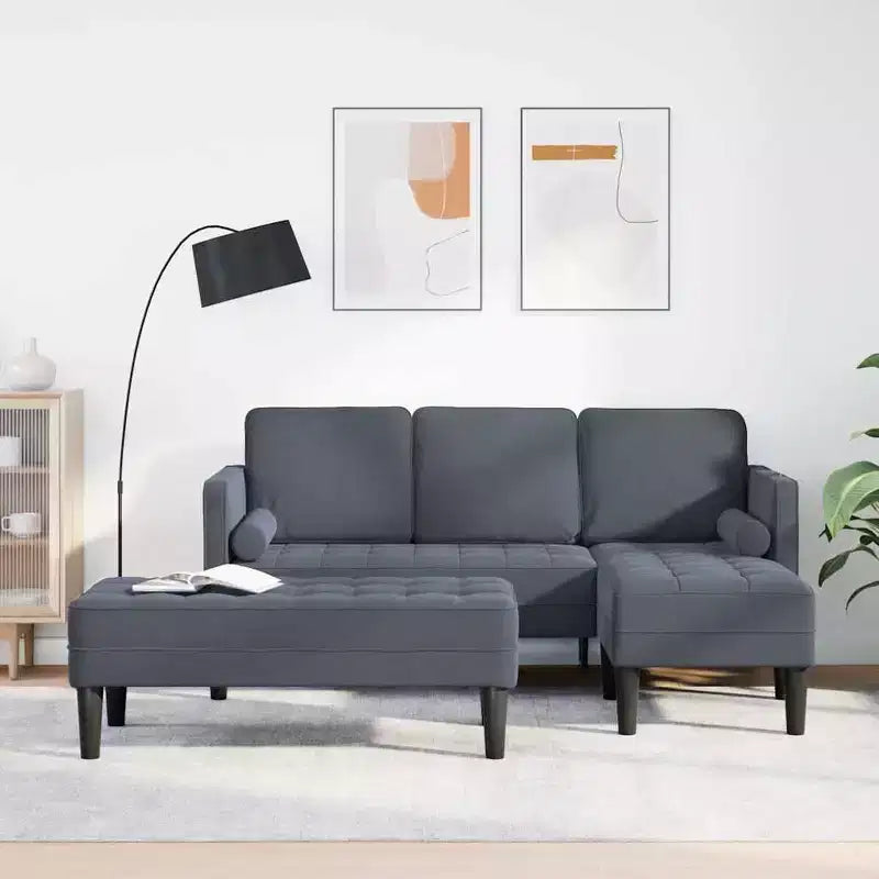 vidaXL Set Divani 2 pz Grigio chiaro 173 x 131 x 67 cm Velluto