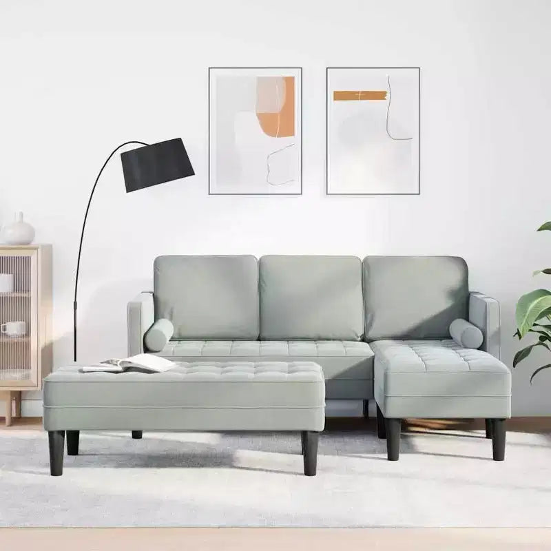 vidaXL Set Divani 2 pz Grigio chiaro 173 x 131 x 67 cm Velluto
