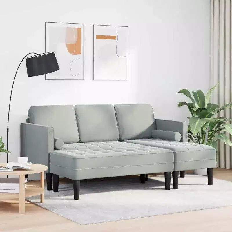 vidaXL Set Divani 2 pz Grigio chiaro 173 x 131 x 67 cm Velluto