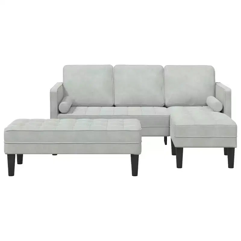 vidaXL Set Divani 2 pz Grigio chiaro 173 x 131 x 67 cm Velluto