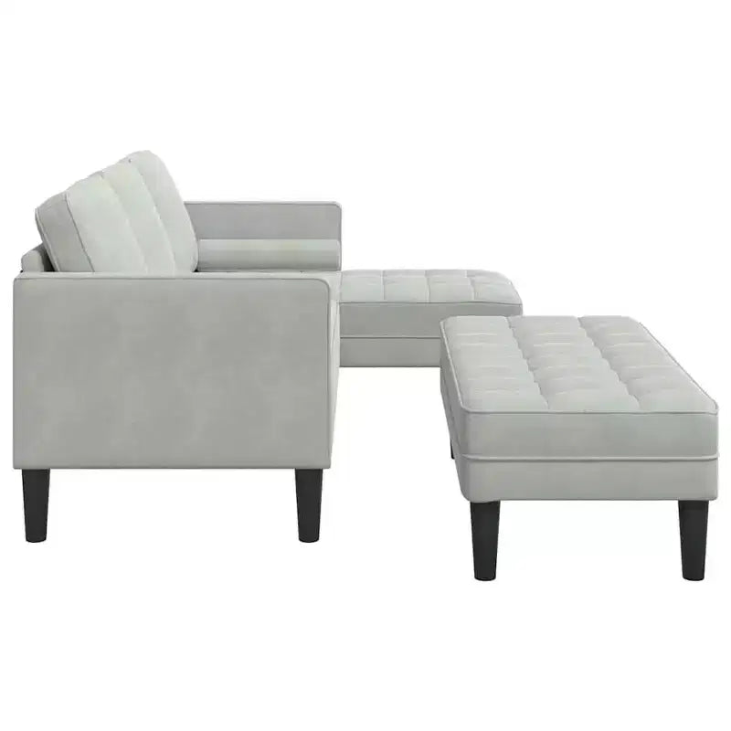 vidaXL Set Divani 2 pz Grigio chiaro 173 x 131 x 67 cm Velluto