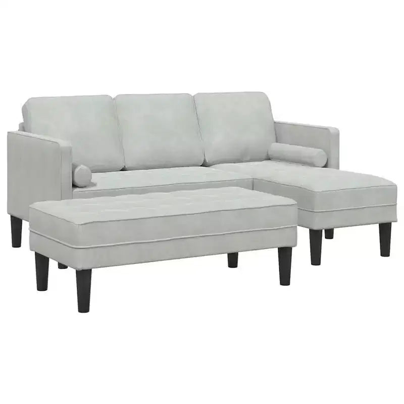 vidaXL Set Divani 2 pz Grigio chiaro 173 x 131 x 67 cm Velluto