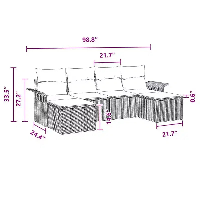 vidaXL Salotto da Giardino con Cuscini 6 pz in Polyrattan Marrone - Marrone