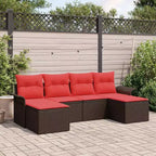 vidaXL Salotto da Giardino con Cuscini 6 pz in Polyrattan Marrone - Marrone