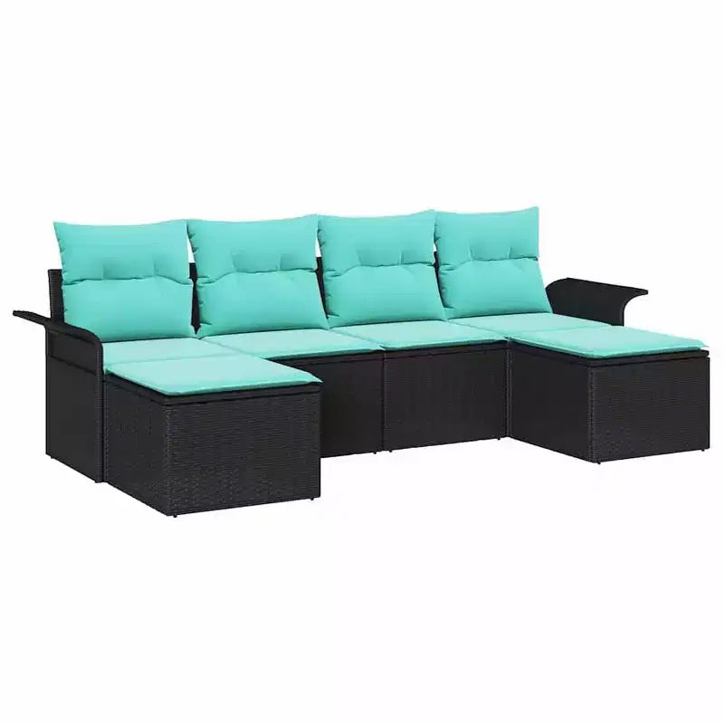 vidaXL Salotto da Giardino con Cuscini 6 pz in Polyrattan Marrone - Marrone