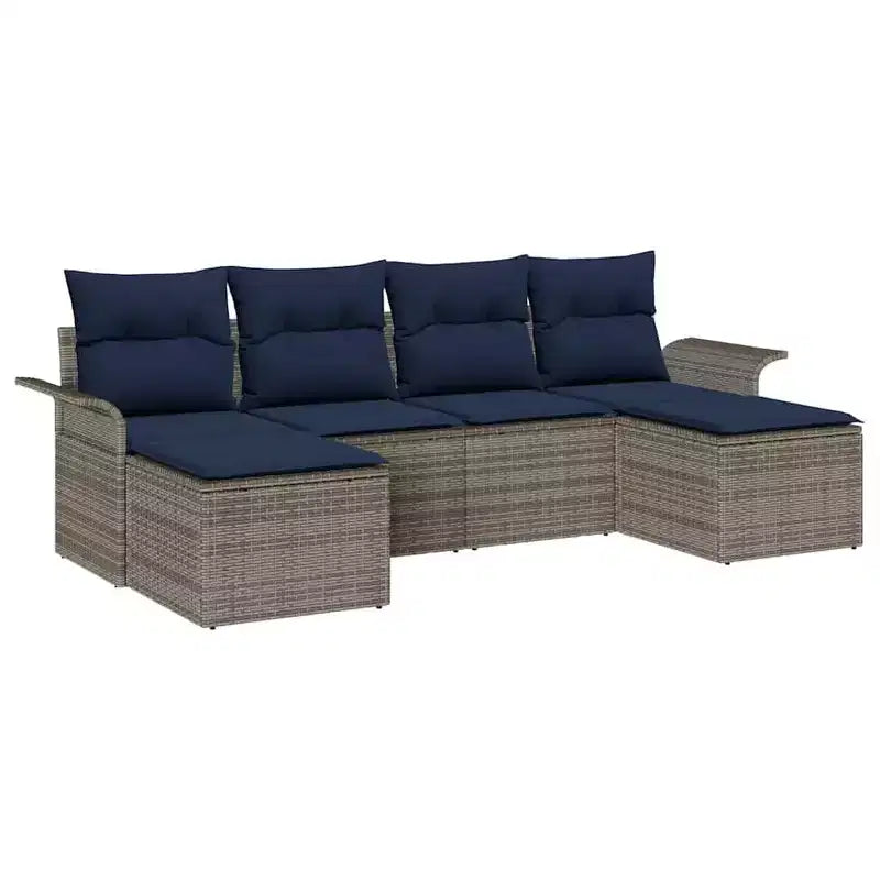 vidaXL Salotto da Giardino con Cuscini 6 pz in Polyrattan Marrone - Marrone