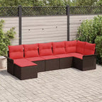 vidaXL Garden Sofa Set with Cushion 7 pcs Brown Poly rattan