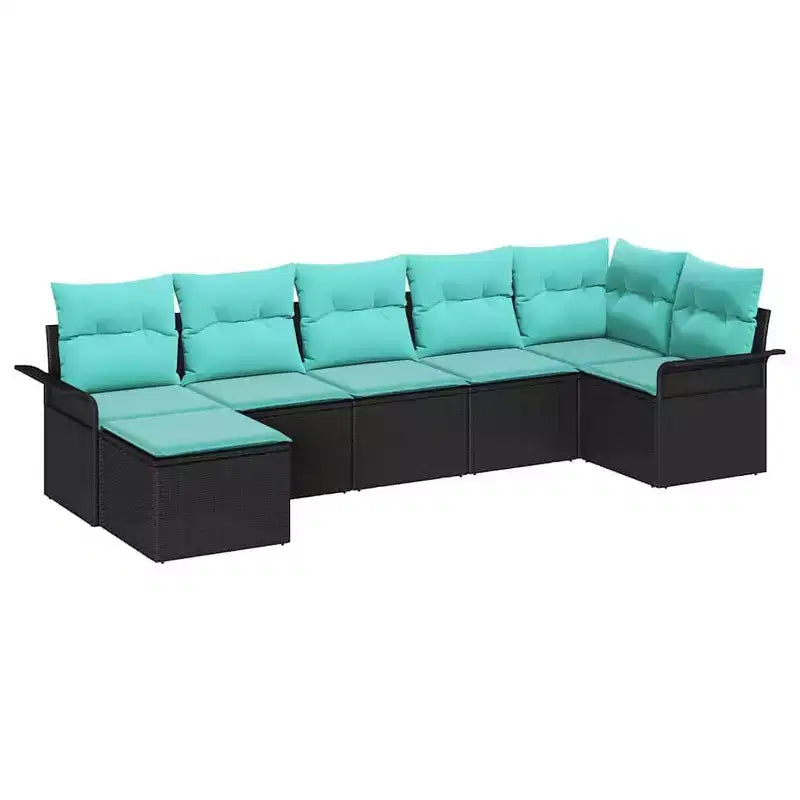 vidaXL Garden Sofa Set with Cushion 7 pcs Brown Poly rattan