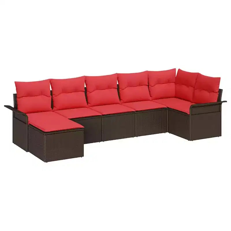 vidaXL Garden Sofa Set with Cushion 7 pcs Brown Poly rattan