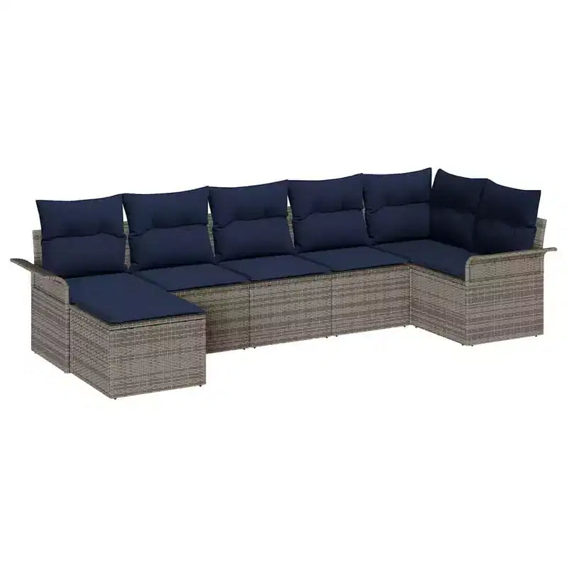 vidaXL Garden Sofa Set with Cushion 7 pcs Brown Poly rattan